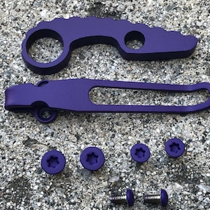 Purple Titanium Spacer Deep Pocket Clip & Steel Screws For Spyderco Para 3 Knife