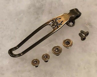 Golden Bronze Titanium Deep Pocket Clip & Screws Set For Spyderco Para 3