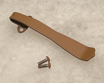 Matte Brown Titanium Deep Carry Pocket Clip & Thumb Stuf For Benchmade 551 Griptilian Knife