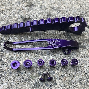 Purple Titanium Spacer Deep Pocket Clip & Screws Set For Spyderco Paramilitary 2