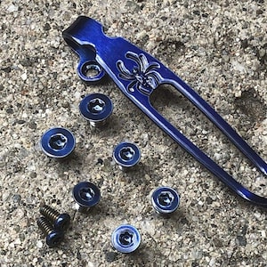 Blue Titanium Deep Pocket Clip & Screws Set For Spyderco Paramilitary 2 Knife