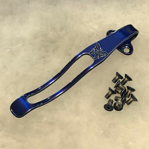 Translucent Blue Titanium Deep Pocket Clip & Screws For Benchmade 940-1 Knife