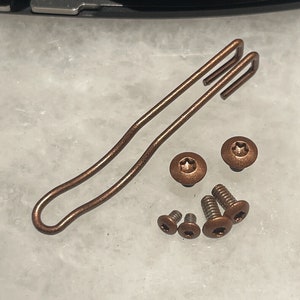 Flat Copper Steel Wire Clip & Screws For Spyderco Para 3 FRN Lightweight Knife