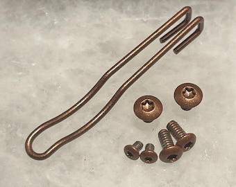 Flat Copper Steel Wire Clip & Screws For Spyderco Para 3 FRN Lightweight Knife