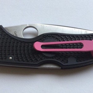 Flat Pink Titanium Pocket Clip For Spyderco C41PPN5 Native 5 S35vn Pink Folding Knife