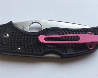 Flat Pink Titanium Pocket Clip For Spyderco C41PPN5 Native 5 S35vn Pink Folding Knife