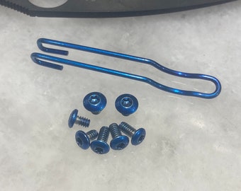 Translucent Blue Steel Wire Pocket Clip W/Stainless Screws For Spyderco Manix 2 FRN LW Knife