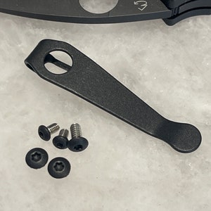 Black Titanium Deep Pocket Clip W/Stainless Screws For Spyderco Lil’Native Knife