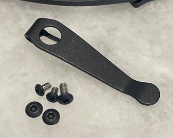 Black Titanium Deep Pocket Clip W/Stainless Screws For Spyderco Lil’Native Knife