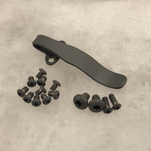 Gray Titanium Deep Carry Pocket Clip & Screw Set For Ontario Rat 1 Folder Knife