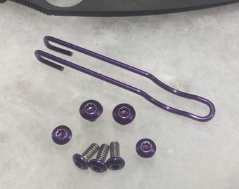 Translucent Purple Steel Wire Pocket Clip W/Stainless Screws For Spyderco Manix 2 FRN LW Knife