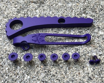 Purple Titanium Spacer Deep Pocket Clip & Screws Set For Spyderco Paramilitary 2