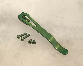 Juego de tornillos y clip de bolsillo profundo de titanio verde para cuchillo Zero Tolerance ZT0450CF