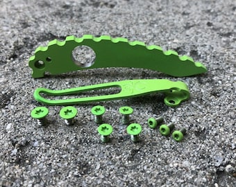 Zombie Green Titanium Spacer Deep Pocket Clip & Screws For Spyderco Manix 2 G10