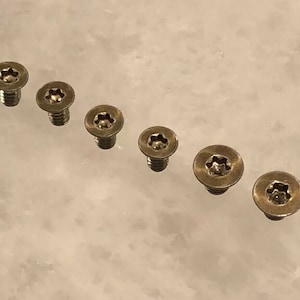 May include: Seven silver-toned screws with a star-shaped head.