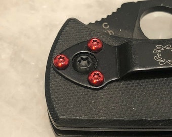Red Pocket Clip Screws For Spyderco Ambitious Persistence Tenacious Resilience