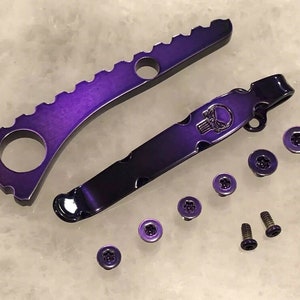 Purple Titanium Spacer Deep Pocket Clip & Screws Set For Spyderco Paramilitary 2