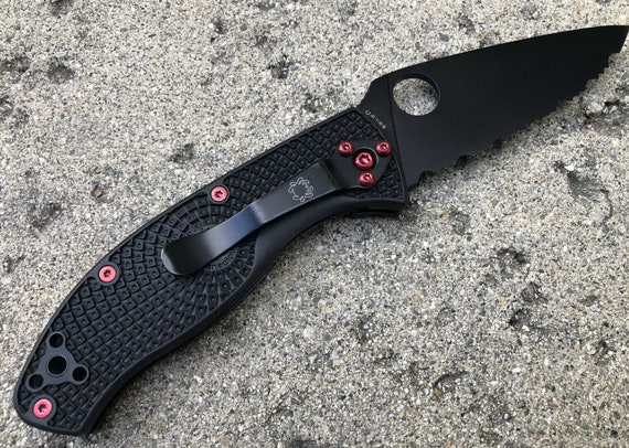 Ambitious CUSTOM Red Handle Screws Persistence Spyderco Tenacious Ambitious CUSTOM Red Handle Screws Persistence Spyderco Tenacious