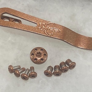 Copper Titanium Pocket Clip w/Stainless Screws For Kershaw 2038 Iridium DuraLock Knife