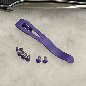 Purple Titanium Deep Pocket Clip W/Stainless Screws For CIVIVI Elementum Knife