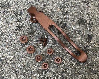 Koperen titanium diepe pocketclip roestvrijstalen schroevenset voor Spyderco paramilitair 2