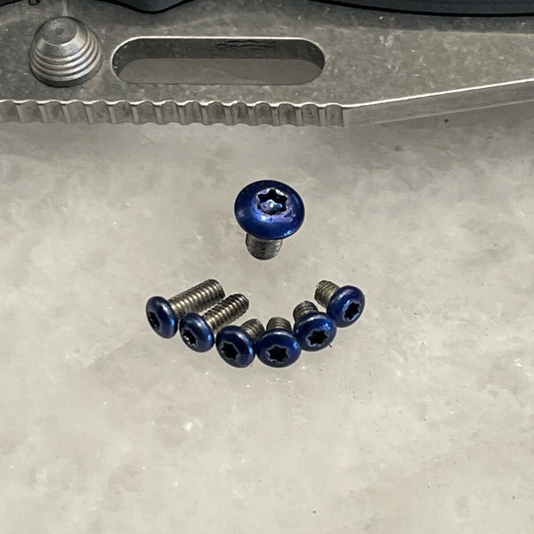 Blue Stainless Screw Set For Andrew Demko 20.5 Knife Pivot, Scale & Pocket Clip