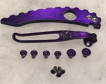 Purple Titanium Back Spacer Deep Pocket Clip Tornillos Set para Spyderco Manix 2 G10
