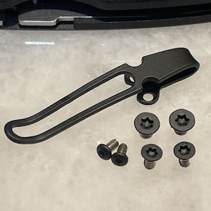 Black Titanium Deep Carry Pocket Clip & Stainless Screws Set For Spyderco Para 3 G10 Handle Knife
