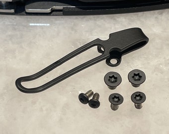 Black Titanium Deep Carry Pocket Clip & Stainless Screws Set For Spyderco Para 3 G10 Handle Knife