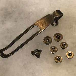 Gold Titanium Deep Pocket Clip & Stainless Screw Set For Spyderco Paramilitary 2