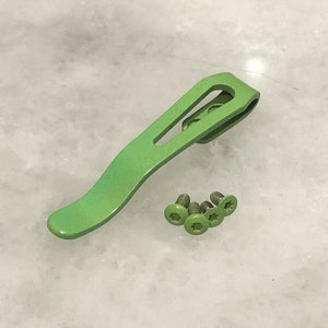 Zombie Green Titanium Deep Pocket Clip With Screws For Kershaw Launch 4 Knife