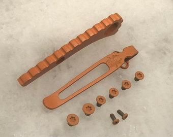 Orange Titanium Spacer Deep Pocket Clip & Screws Set For Spyderco Paramilitary 2