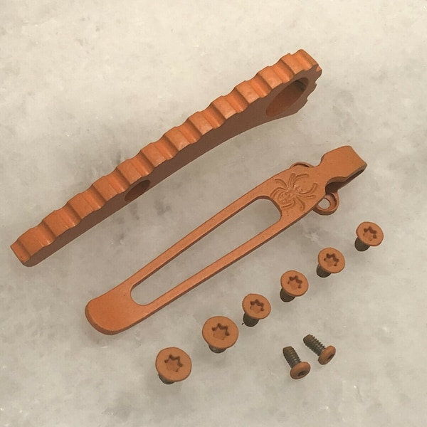 Orange Titanium Spacer Deep Pocket Clip & Screws Set para Spyderco Paramilitary 2