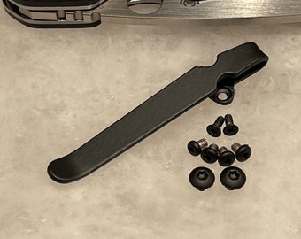 BlacK Titanium Deep Pocket Clip w / Juego de tornillos inoxidables para spyderco Smock Knife
