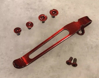 Doorschijnend rood Titanium Deep Carry Pocket clip & schroeven set voor Spyderco para 3