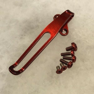 Red Titanium Deep Pocket Clip & Screw Set For Kershaw 1660 Leek Frame Lock Only