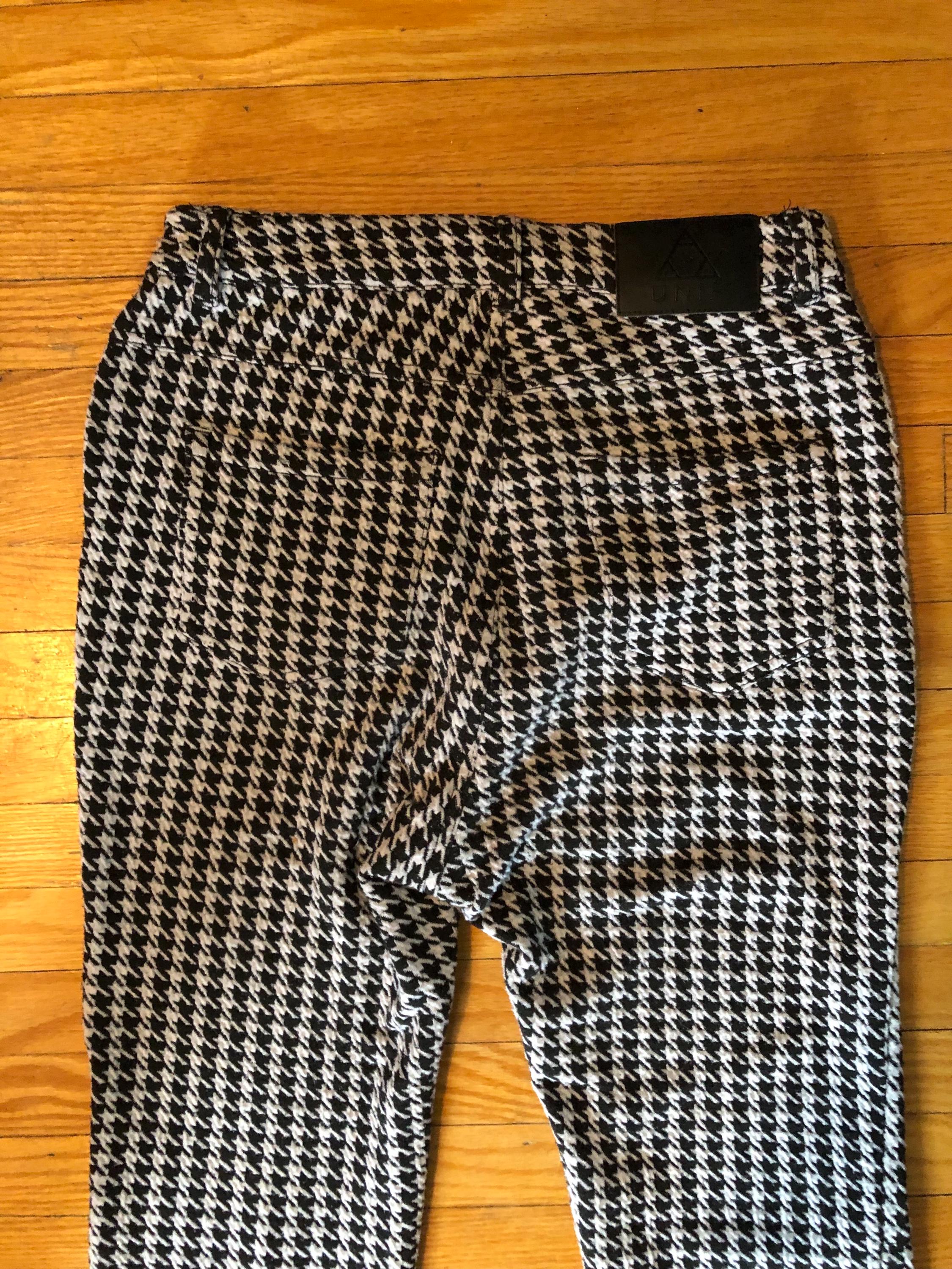 2000s UNIF Skinny Black and White Houndstooth Vintage Zipper