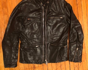 70s / 80s Drospo Leather Motorcycle Cafe Racer Biker Vintage Jacket