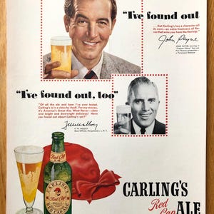 1950s Carling’s Red Cap Ale - I’ve found out - original advertisement 10x14