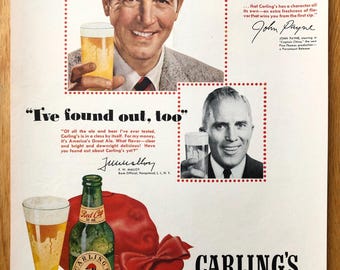 Carling's Red Cap Ale des années 50 - J'ai trouvé - publicité originale 10 x 14