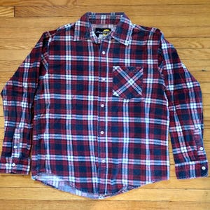 90s Jackfield red black white plaid flannel vintage cotton button shirt