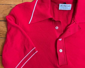 Red and white 1960s banlon shirt