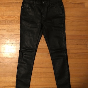 Topman PVC coated shiny black denim vintage skinny jeans pants