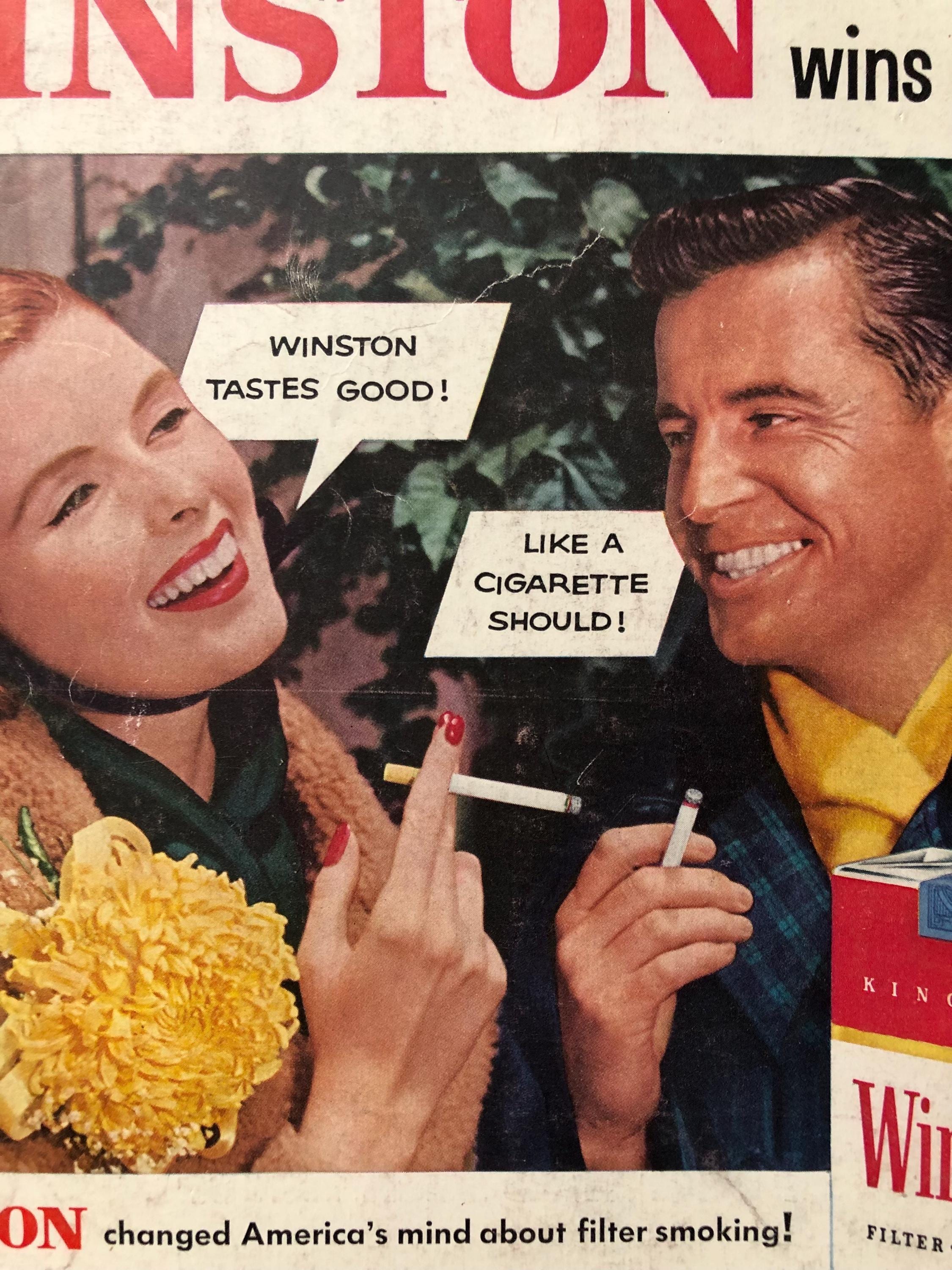 1955 Winston Filter Cigarettes Wins on Flavor Original Advertisement -  Winston Tastes Good 10x13.5