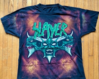 90s Slayer - Diabolus on tour - 3-headed fire demon - vintage double sided all over print band tee shirt