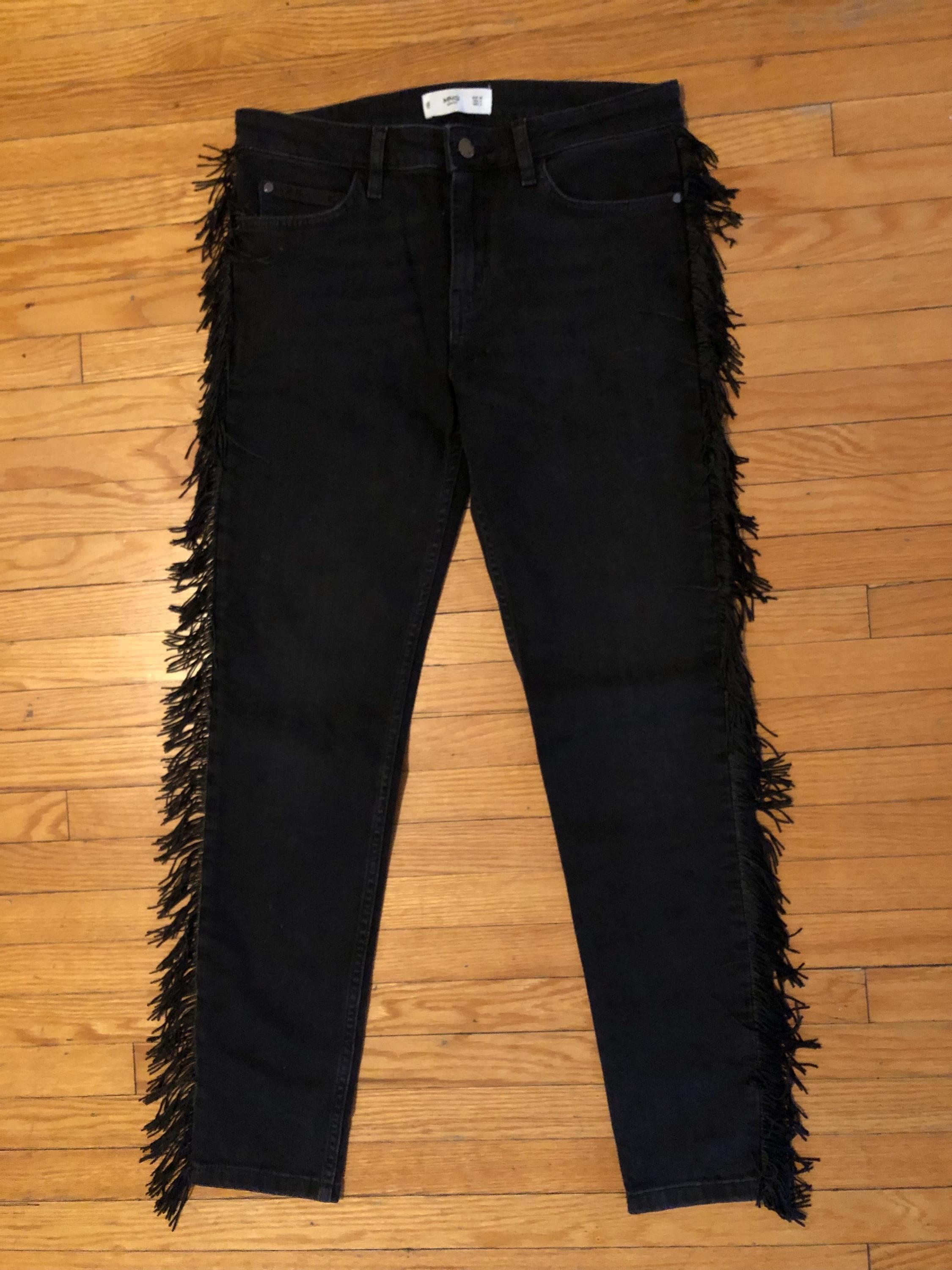FRINGE DENIM PANTS BLACK SKINS 激レア