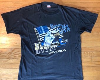 Koszulka motocyklowa Harley Davidson z lat 80. Urodzona w USA z orłem