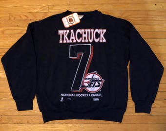 Keith Tkachuck - Winnipeg Jets Number 7 - Vintage Sweatshirt mit Rundhalsausschnitt und Rückenprint