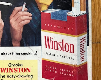 1955 Winston Filter Cigarettes Wins on Flavor original advertisement