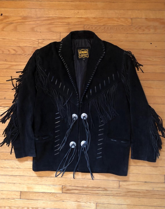 80s / 90s Leather Fringe Beaded Vintage Jacket - Etsy